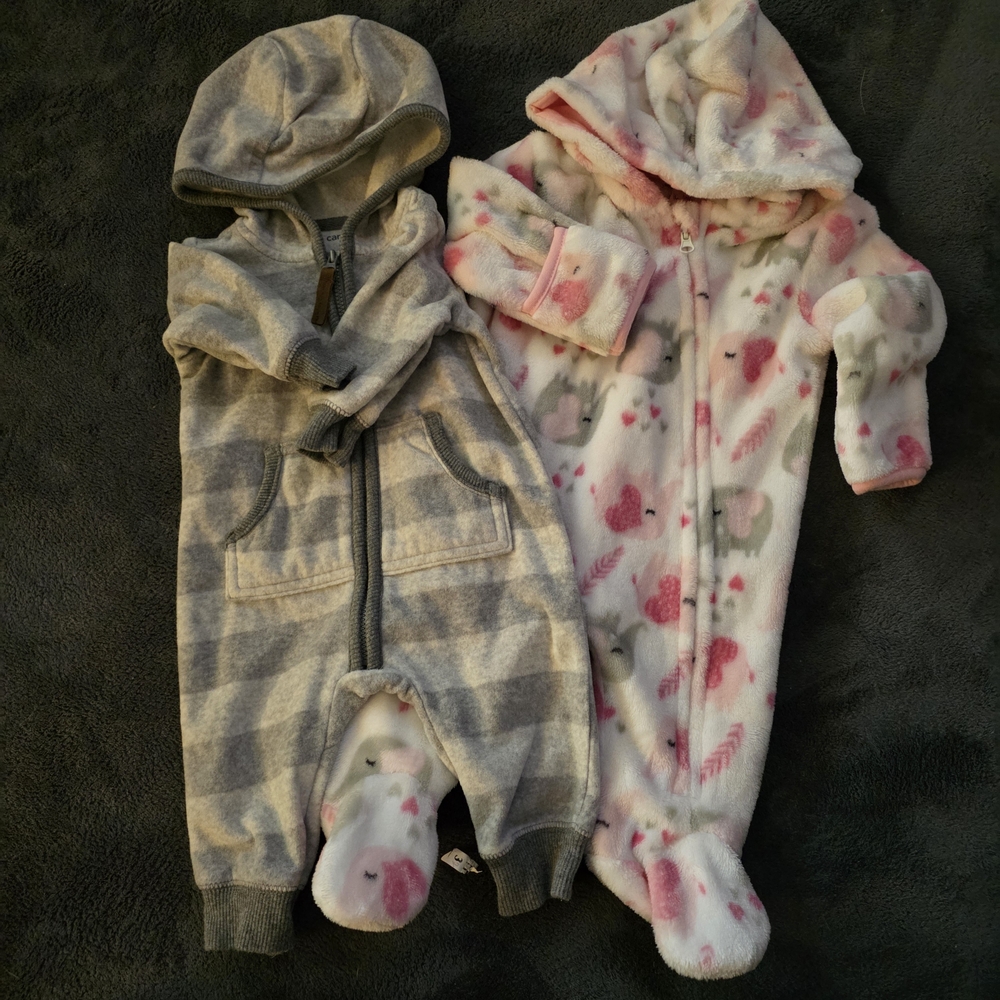 Cozy Gray and Pink Kids One Piece Set